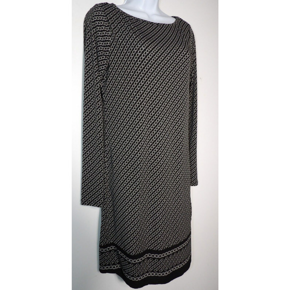 Michael Kors Dress Sz Small Shift Chain Link Pattern Black Gray Knee Length Arts - Picture 4 of 12